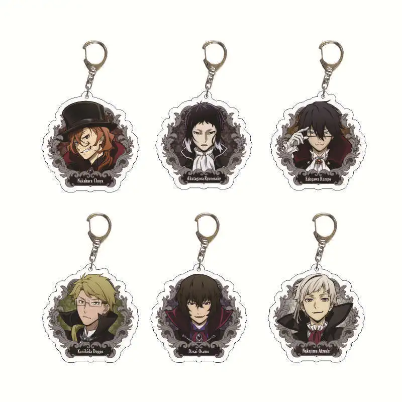 

Free shipping 6 Styles Anime Bungo Stray Dogs Acrylic Keychain Nakajima Atsushi Two Side Print Keyring Key Chain Jewelry Gift