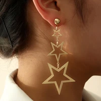 fashion long earrings for women girls gold hollow stars trendy tassel drop earring vintage gold brincos bohemia star jewelry