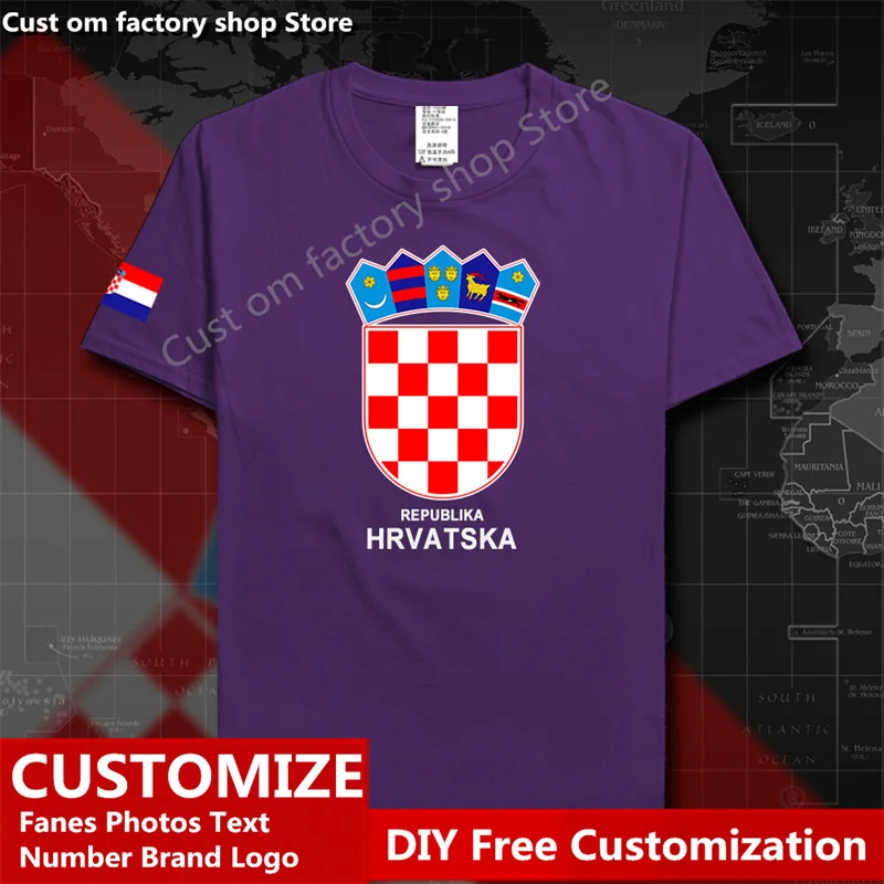 Хорватия Hrvatska хорватская хлопковая футболка на заказ для фанатов сделай сам с