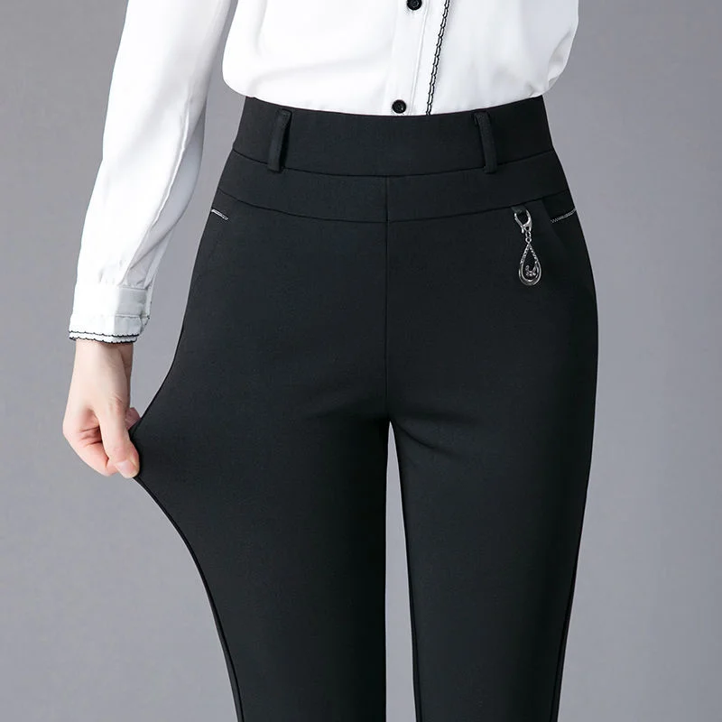 

2022 New Women's Pants Casual Cotton Office Pencil Pants Female Slim High Waist Stretch Pants Work Suit Trousers 6XL