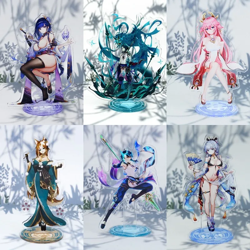 

Anime Genshin Impact Raiden Shogun Cosplay Acrylic Action Figure Venti Hutao Diy Stand Model Toy Plate Desk Decor Prop Fans Gif