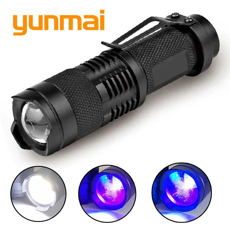 

UVC 365 395 Penlight Focus Lantern Led Flashlight Torch Light Bulbs Litwod Q5 SK68 Adjustable Aluminum Alloy 2000 5W Black