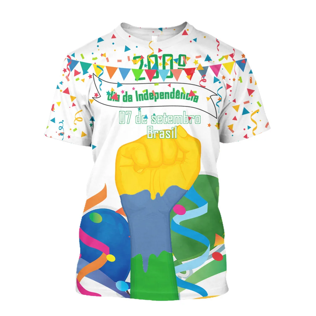 

Jumeast Brasil Flag 3D Graphic T Shirts 200th Independence Day Printed T Shirt Fireworks September 7 Fist Hand Brazil Streetwear