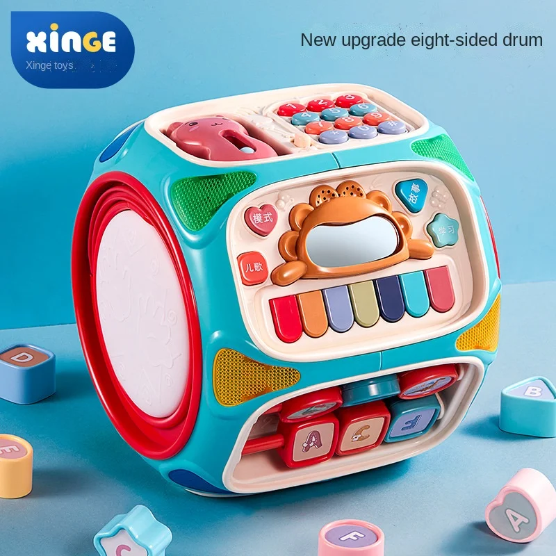 

Детский шестигранный пазл, игрушка для раннего развития, детский Восьмиядерный музыкальный 8 ручных барабанов для 6 месяцев и 1 года 0