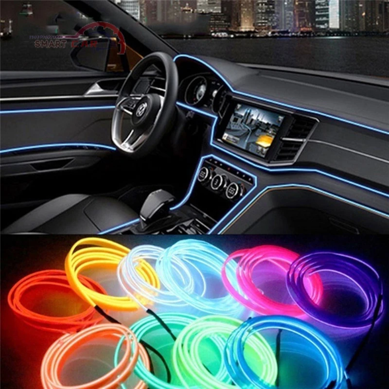 

1M Car Styling Ambient Light Interior Decoration Light EL Wire Easy Sew Flexible Led Neon Strip 12V Inverter Driver