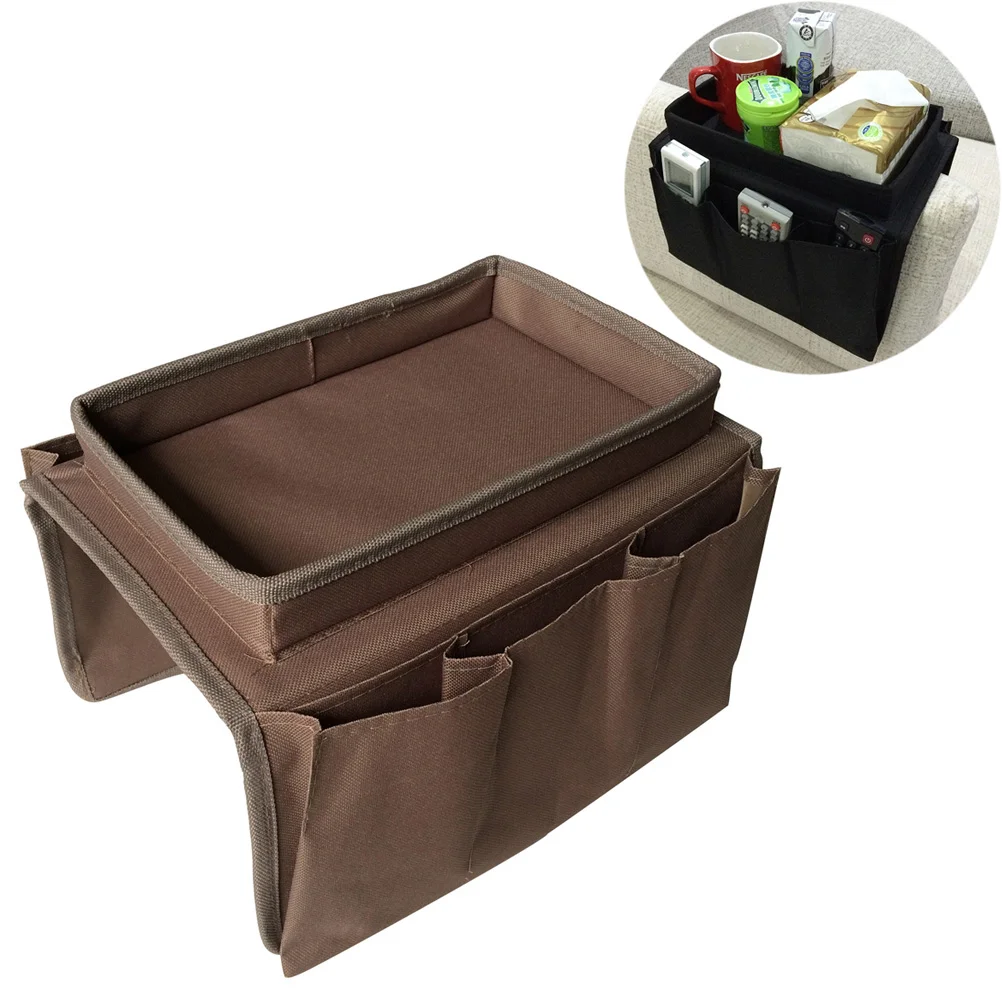 

Sofa Armrest Organizer with 4 Pockets Cup Holder Couch Armchair Hanging Storage Bag for Drinks Magazine Cellphone Coaster Tray