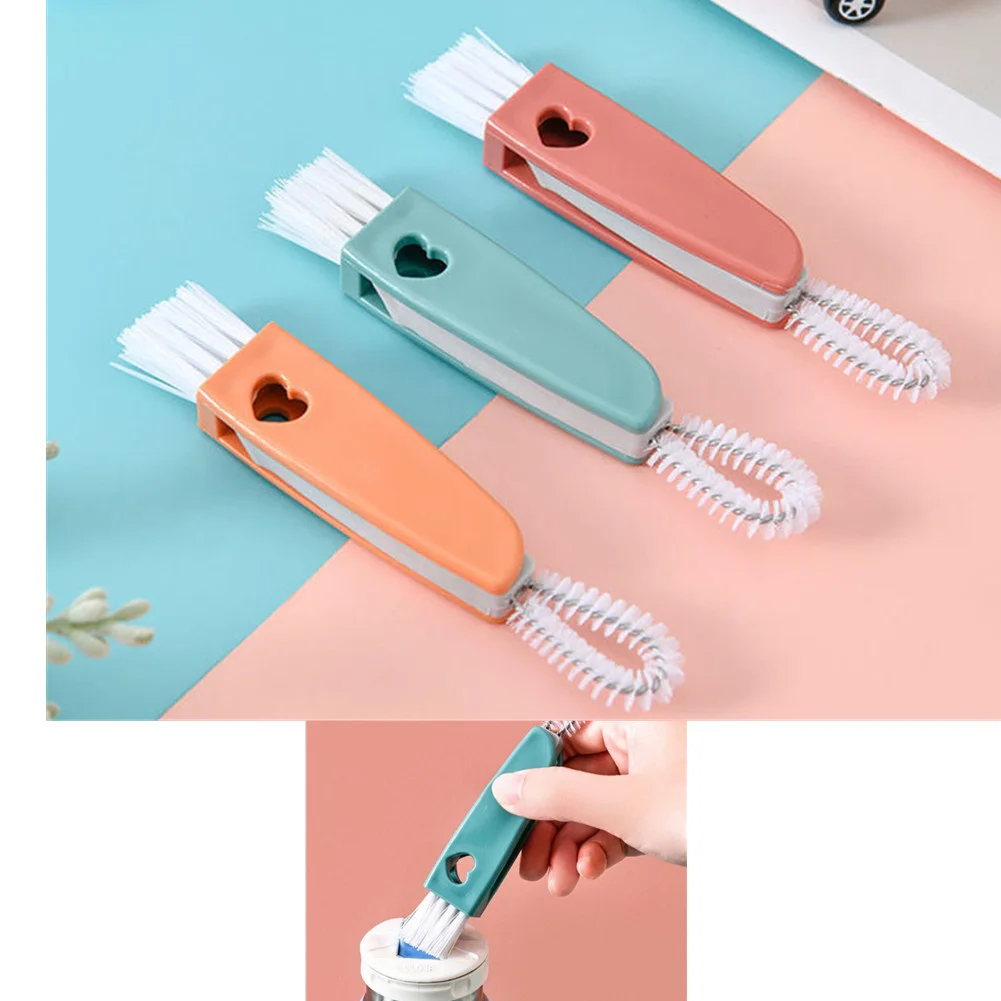 

3 In 1 Bottle Cap Brush Milk Bottle Brush Cup Cover Cleaning Brush Portable Multifunctional Lunch Box Groove Cleaning Brush