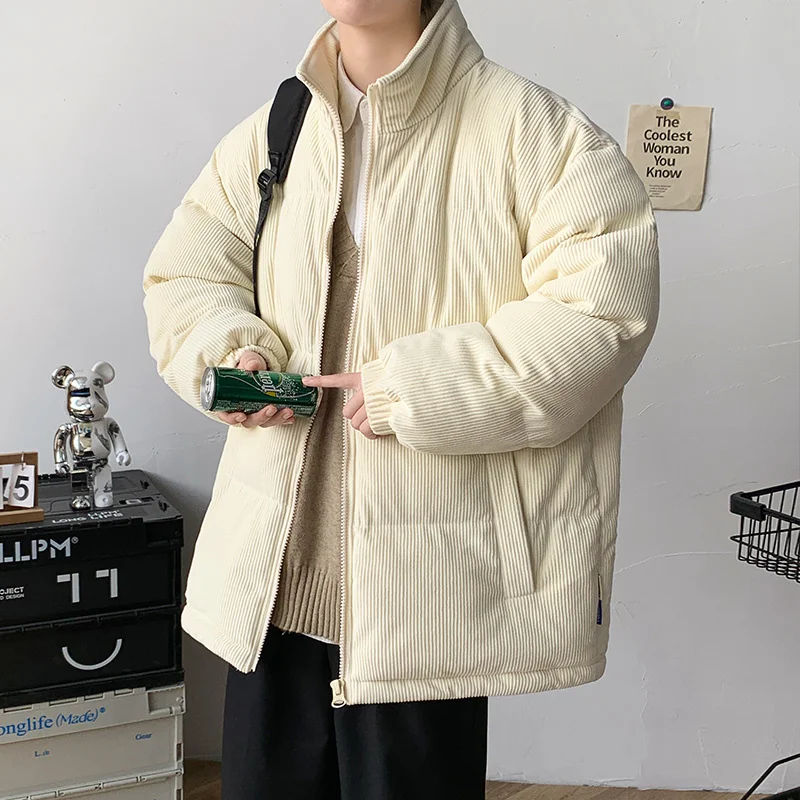 Winter Jacket Men Warm Fashion Casual Thickened Corduroy Jacket Men Streetwear Loose Thick Short Coat Mens Clothes Large Size