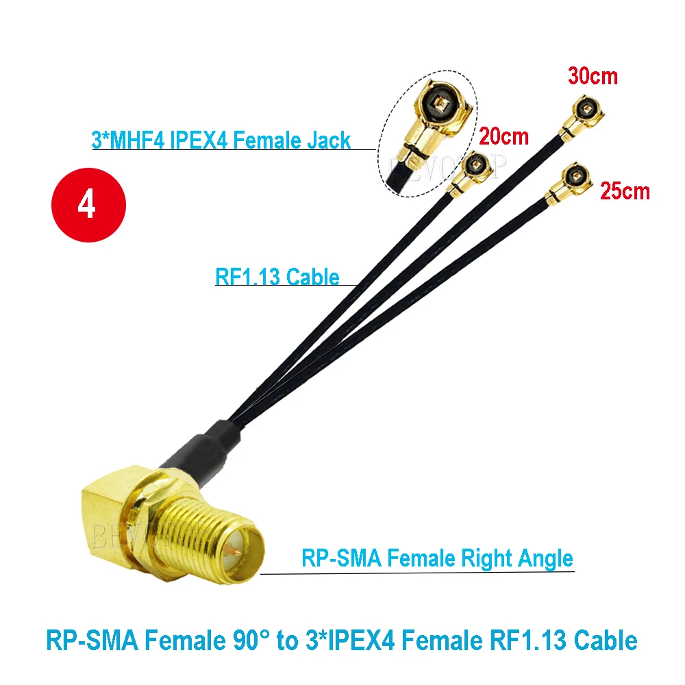 1 шт. RF1.13 Кабельный разветвитель SMA / RP-SMA мама на 3 x MHF4 IPEX4 Разъем 1–3 Адаптер Combiber 1.13
