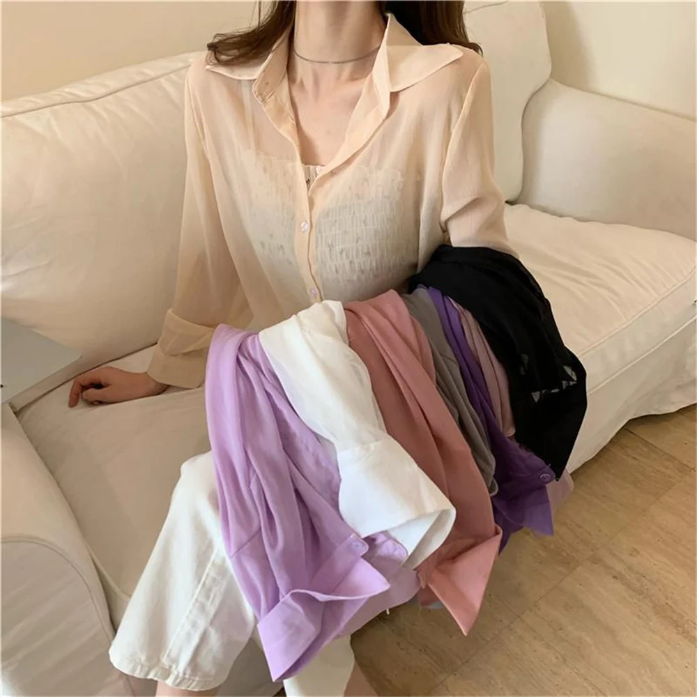 Рубашки женские солнцезащитные свободные универсальные Летние повседневные