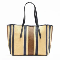 2022 casual striped large capacity women shoulder bags tote bag luxury designer summer beach handbags waterproof weave straw bag