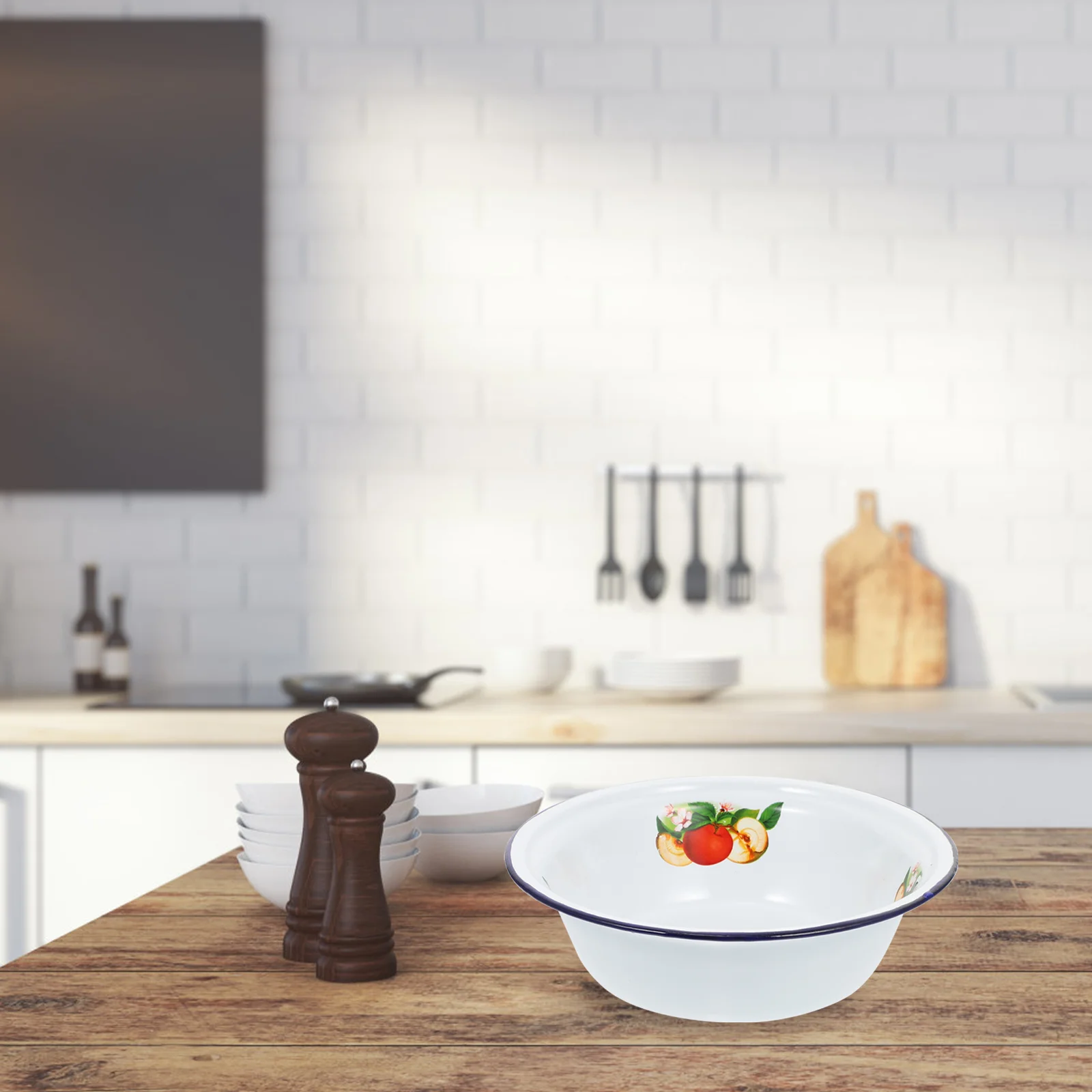 Enamel Basin Kitchen Tableware Household Rice Bowl Dessert Container Food Serving images - 6