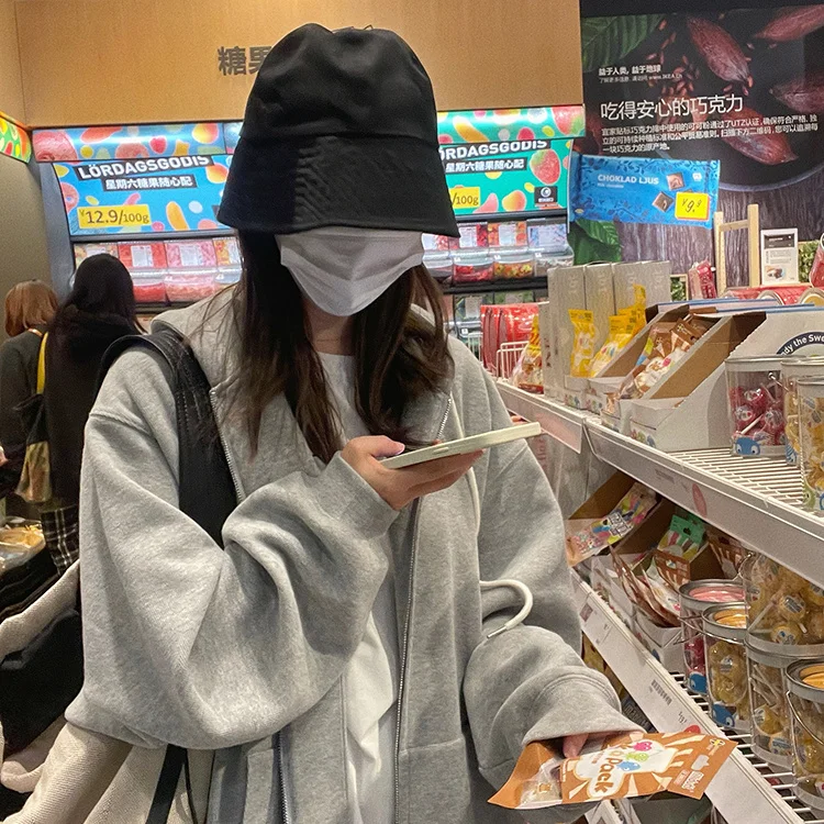 

Женские однотонные толстовки Harajuku Корейская версия kawaii с длинным рукавом куртки с капюшоном Осенние повседневные на молнии толстовки большого размера