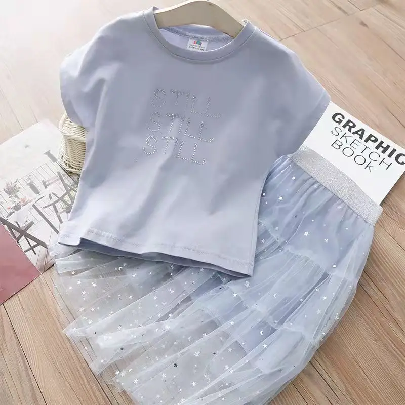 Детский комплект из 2 предметов кружевная Лоскутная футболка с коротким рукавом