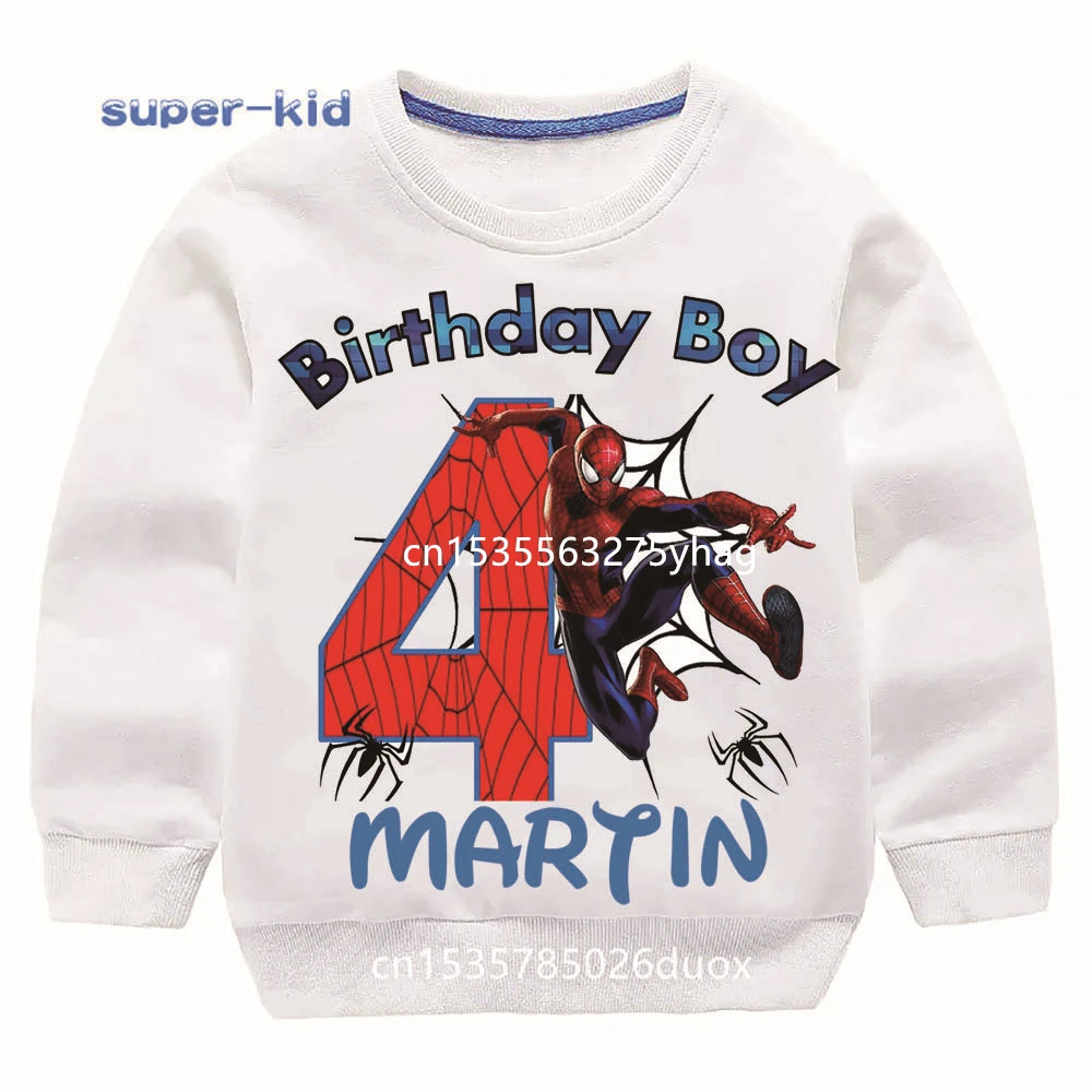 

1 2 3 4 5 6 7 8 9 Year Boy Marvel Birthday Spiderman Sweatshirt Personalize Name Spiderman Hoodies Super Hero Party Kids Clothes