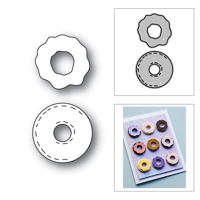 

Новинка 2022, металлические штампы в виде ароматических пончиков для самостоятельного изготовления скрапбукинга и открыток, украшения для т...