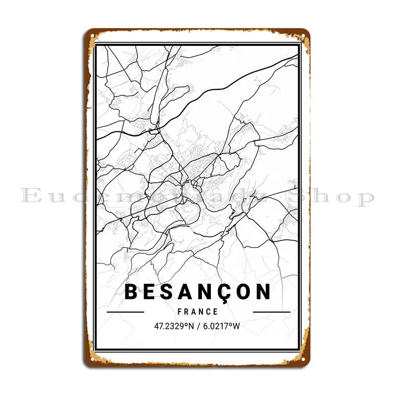 

Besanon, Карта города, металлический знак, Настенный декор, Киноклуб, жестяной знак, постер