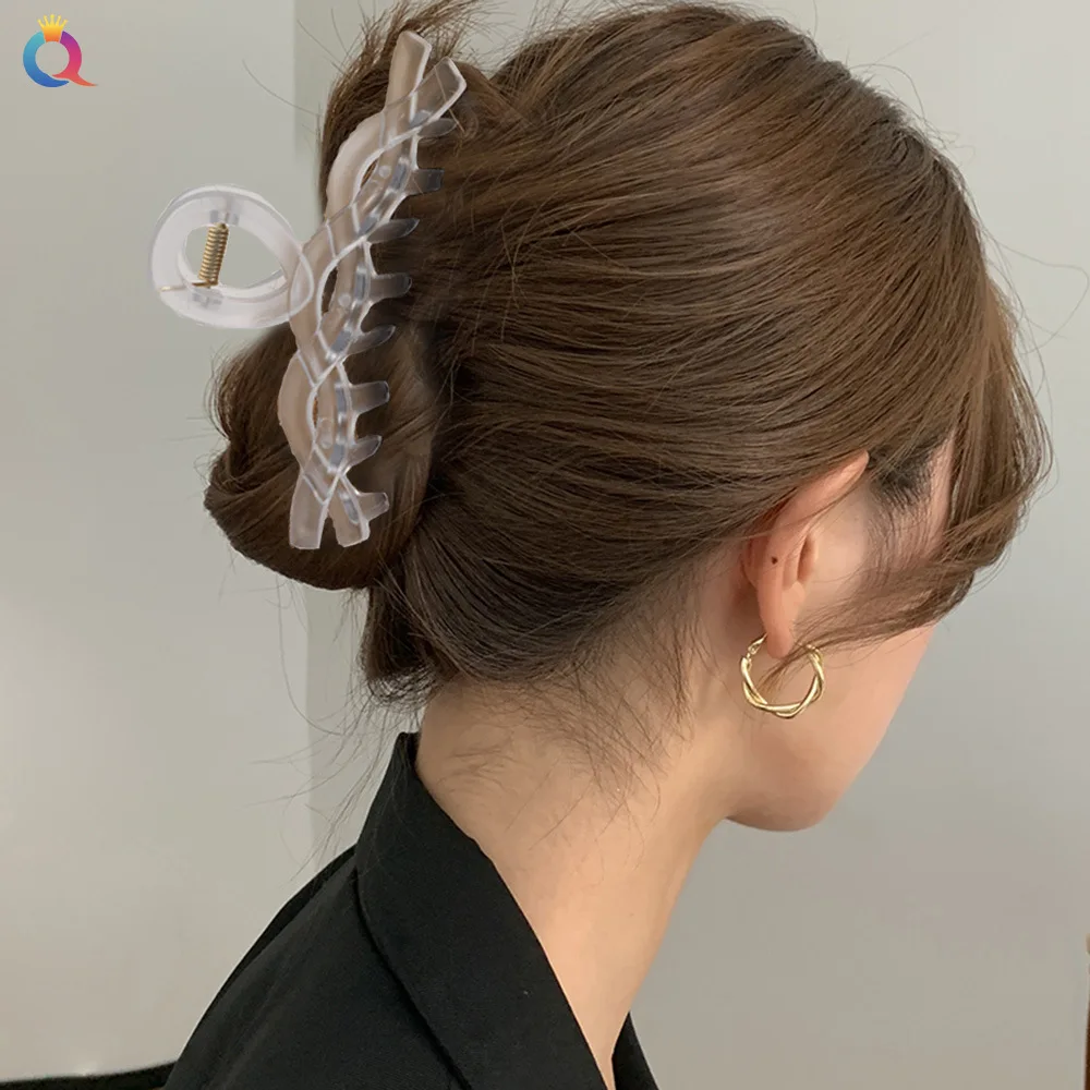 Clear Frosted Texture Updo Hair Grab Clip Korean Style Simple Twist Clip Hairpins  Hair Accessories