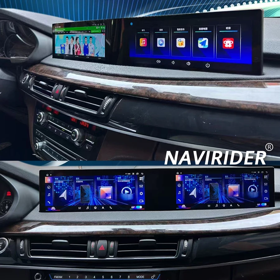 Фото 21-дюймовый автомобильный радиоприемник Android с изогнутым экраном, GPS, мультимедийный видеоплеер для BMW 5 серии F10 F11 X5 X6 NBT 2011-2017, стерео CarPlay №1