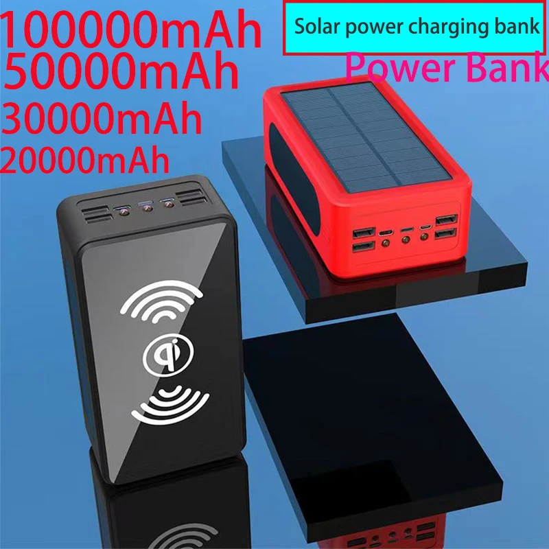 

100Mh Super Capacity Solar Power Charging Bank PD Super Fast Charging 무선 보조배터리 태양열 충전