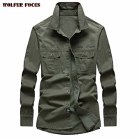 mens cotton long sleeved shirt autumn new style mens business casual loose large size fashion tooling shirt
