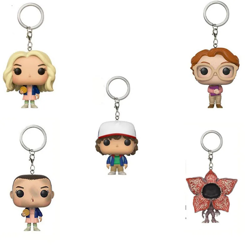 

Kawaii Stranger Things Figure Eleven Dustin Demogorgon Keychain Doll Barb Mini Figurine Anime Key Chain Toy Original With Box