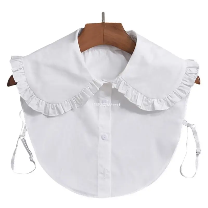 

Women Sweet for Doll Decorative False Fake Collar Large Lapel Trim Button Down Detachable Half Shirt Dropship
