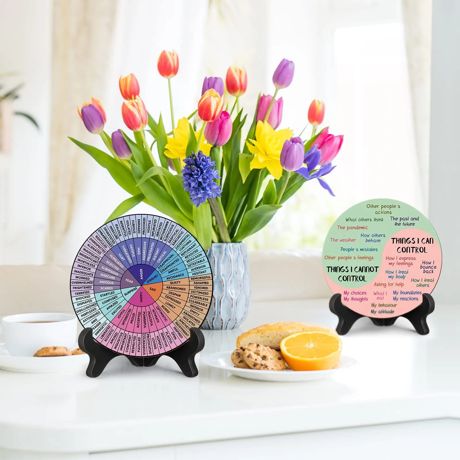 Feeling Wheel Therapy Декор офисного стола Двусторонняя таблица эмоций офиса психического