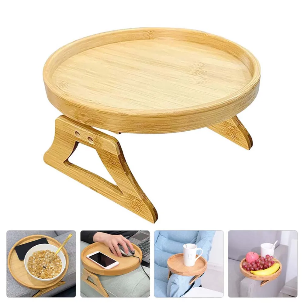 

Sofa Wooden Tray Table Sofa Armrest Clip-On Tray Practical Tv Snack Tray For Remote Control Coffee Snacks