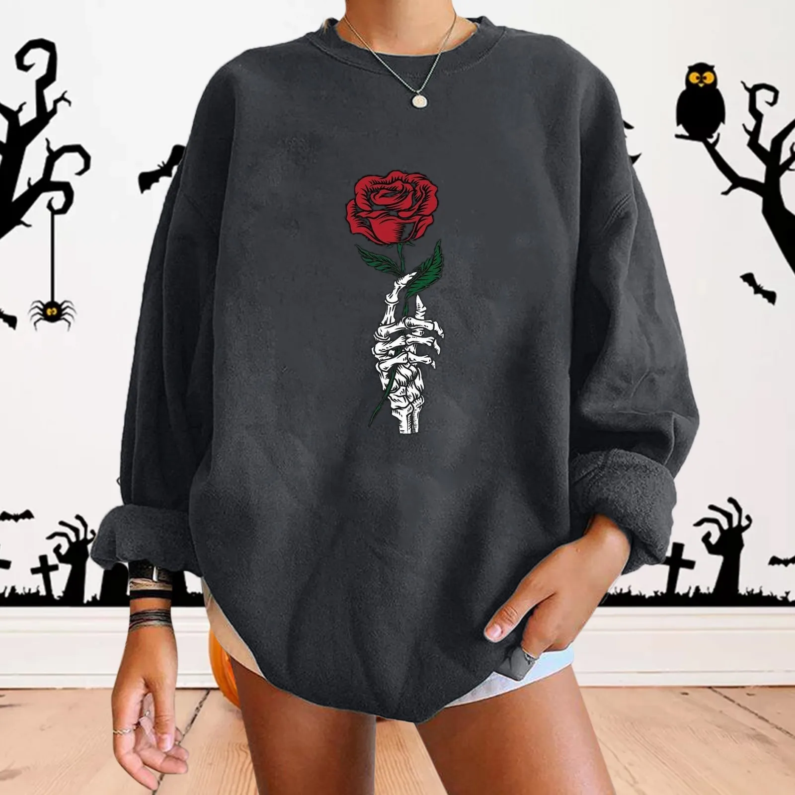 

Ladies Long Tops Womens Hoodless Loose Full Zip Sweatshirt Round Neck Casual Pullover Tops Fit Long Good Vibe Sweatshirt Women