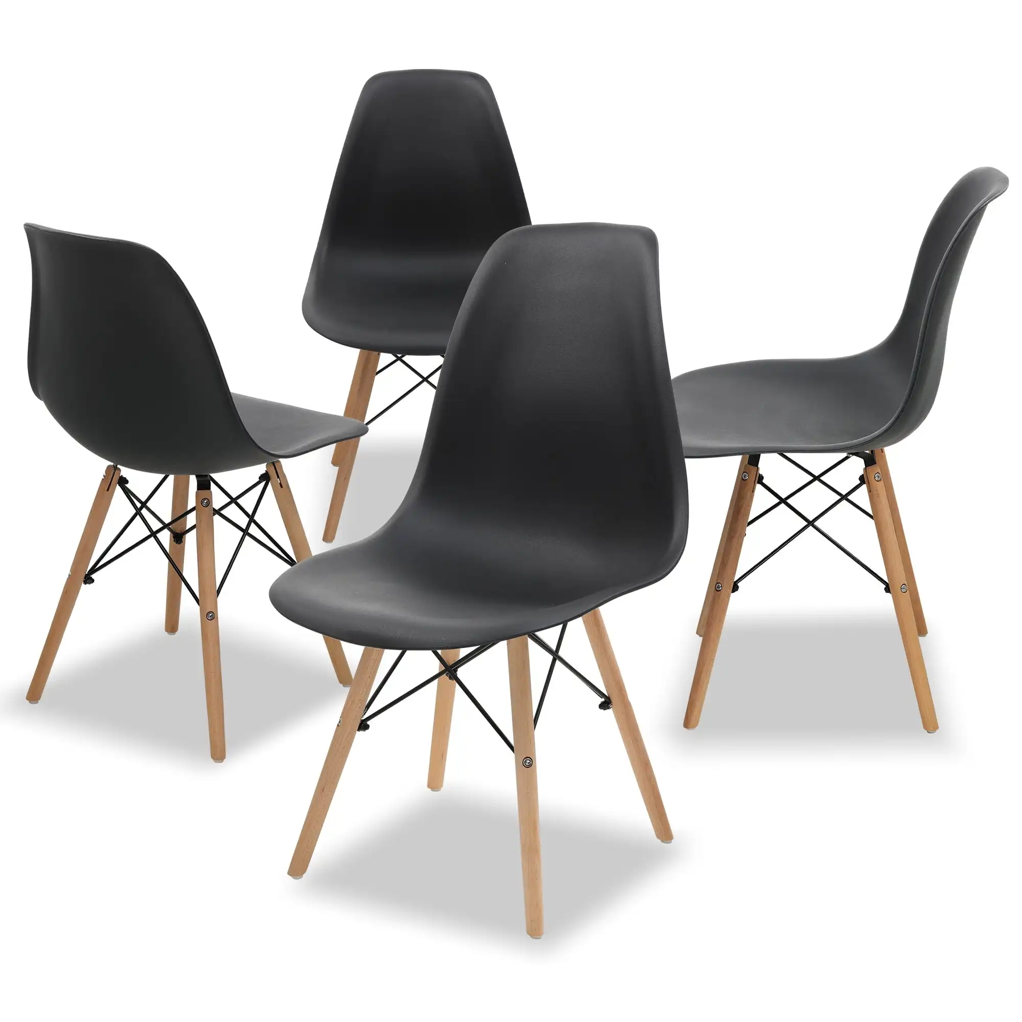 

COMHOMA Dining Chair PVC Plastic Lounge Chair Kitchen Dining Room Chair, Black Set of 4