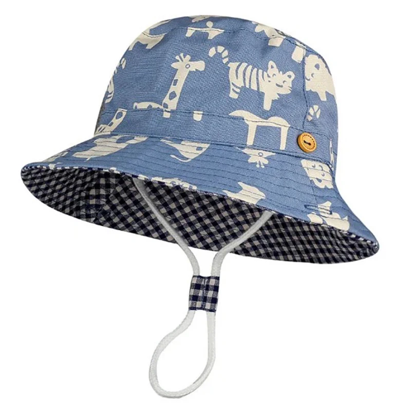 

Summer Baby Hat Kids Cotton UV Protection Sun Cap Children Panama Beach Girls Boys Bucket Hat Cute Cartoon Infant Caps