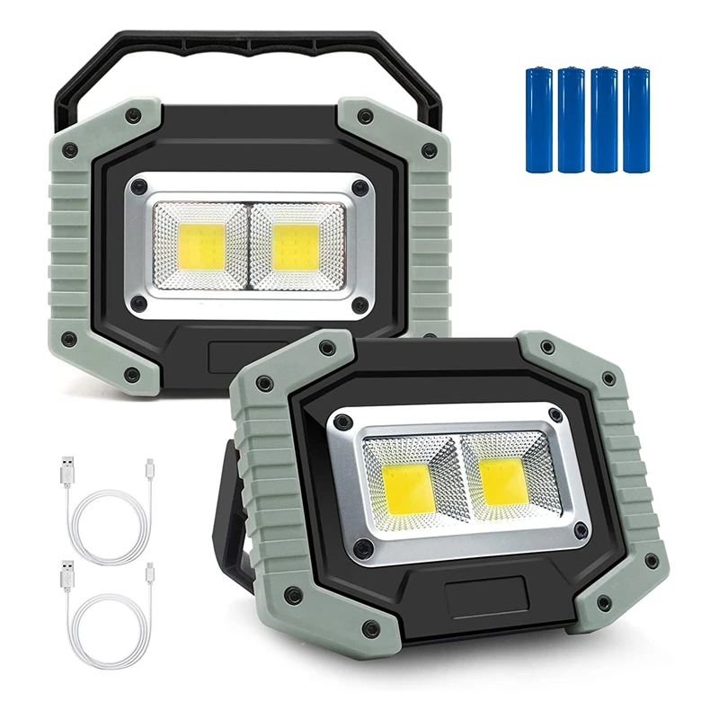 

Portable LED Work Light, 30W Rechargeable Waterproof COB Floodlight, Super Bright Camping Lights Built-In Power Bank