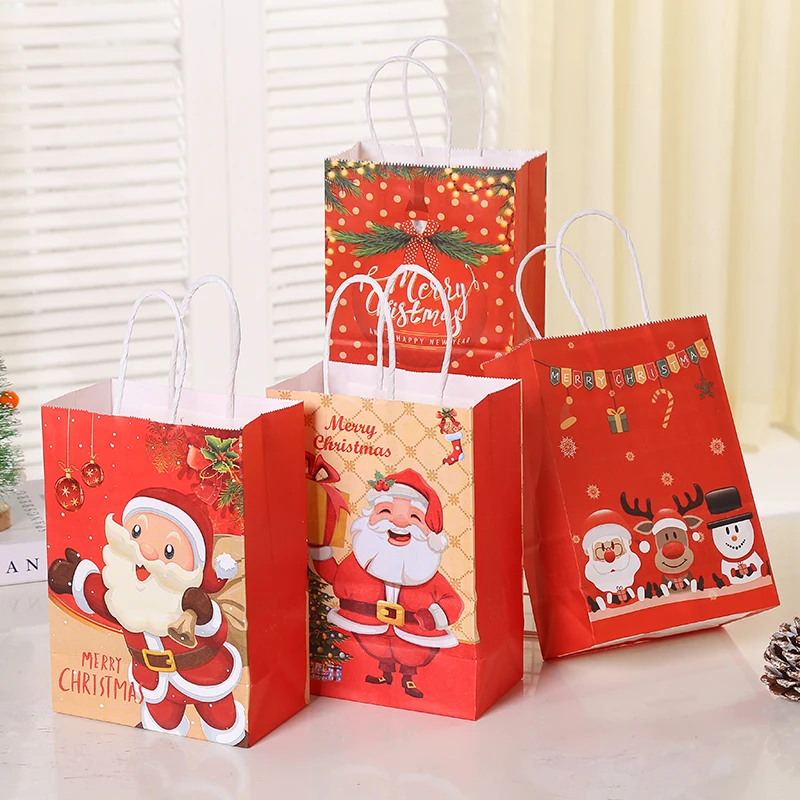 

24pcs Merry ChristmasChristmas Paper Gift Bags New Year Present Candy Clothes Packaging Bag gift boxes for kids