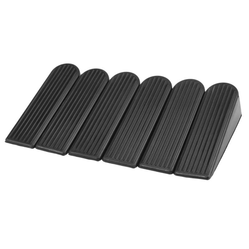 

6 Pack Door Stop Wedges Black Rubber Door Stoppers For Home And Office