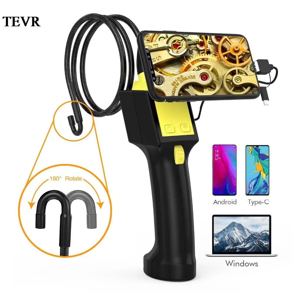 

2m/80cm 180/360 Degree steering Engine Endoscope Articulating Industri Borescope Sewer Drain Rotary Mini Inspection Camera Tool