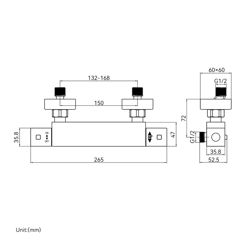 Артериальный термостатический смеситель латунный для душа ванной комнаты