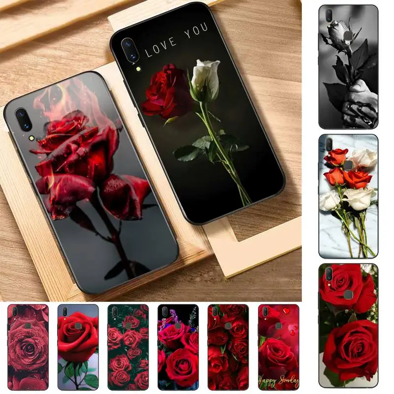 

Beautiful Red Roses Phone Case for Vivo Y91C Y11 17 19 17 67 81 Oppo A9 2020 Realme c3