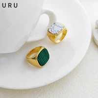 trendy jewelry geometric ring 2022 new trend vintage temperament green white stone ring for women party gifts