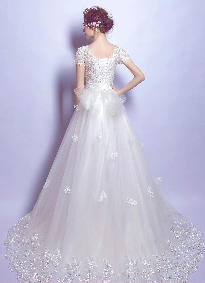 

French Elegant Dream O-Neck Backless Wedding Dress Organza Satin Embroidery A-Line Vestido De Novia 2022 Custome Made