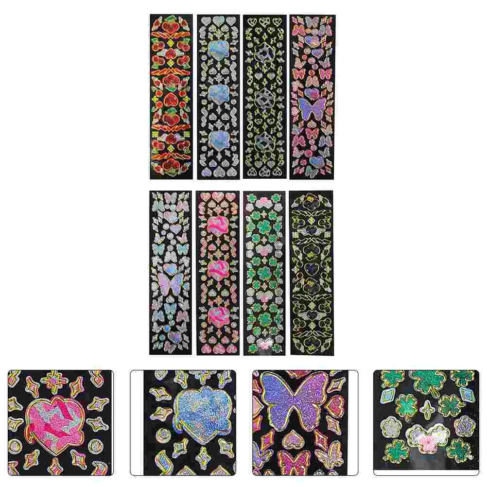 

8 Sheets of Exquisite Scrapbook Stickers Journal Stickers Photo Album Decorative Stickers
