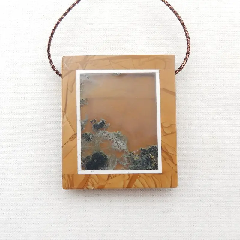

Natural Stone Multi-Color Picasso Jasper,Moss Agate Pendant Bead,36x31x7mm,20g Semiprecious Stone Jewelry Necklace Accessories