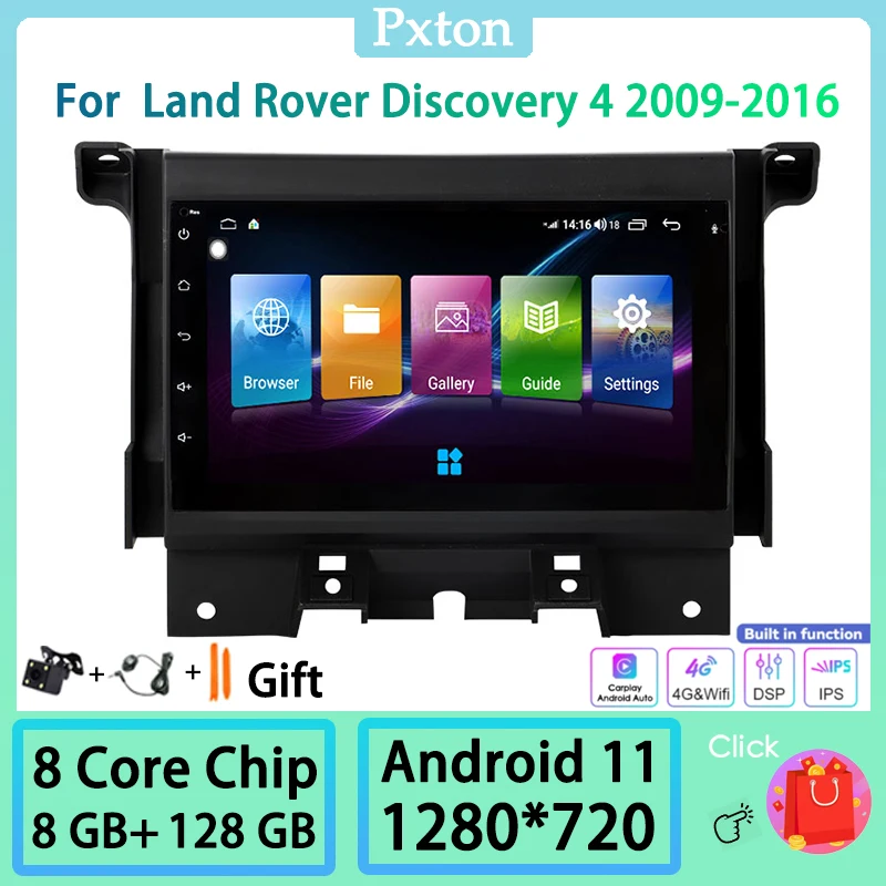 

Pxton Android Touch Screen Car Radio Stereo Multimedia Player For Land Rover Discovery 4 2009-2016 Carplay Android Auto 8+128G