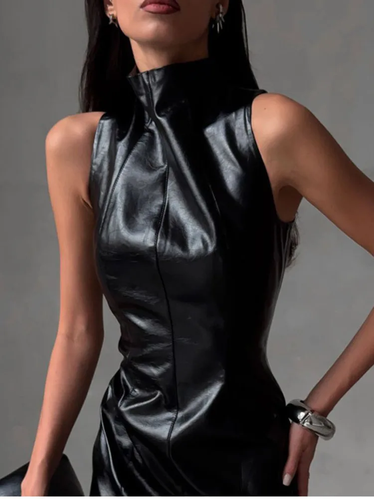 LGRQ 2024 новинка осени и зимы модный женский пуловер из искусственной кожи тонкое