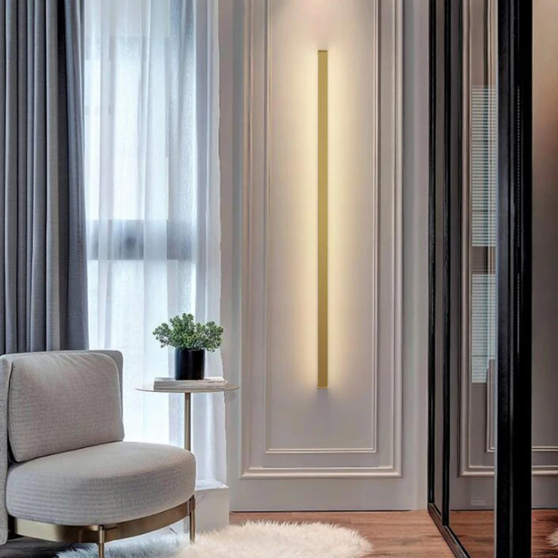Minimilism Led Wall Lamp Decor Simple Nordic Fixture Sconce Lights for Living Room Bedroom Black Gold Luminaire