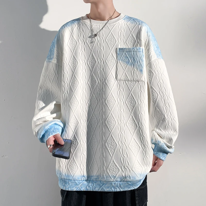 

2023 Autumn New Hong Kong Scenery Shadow Wall Large Round Neck Painted Sweater