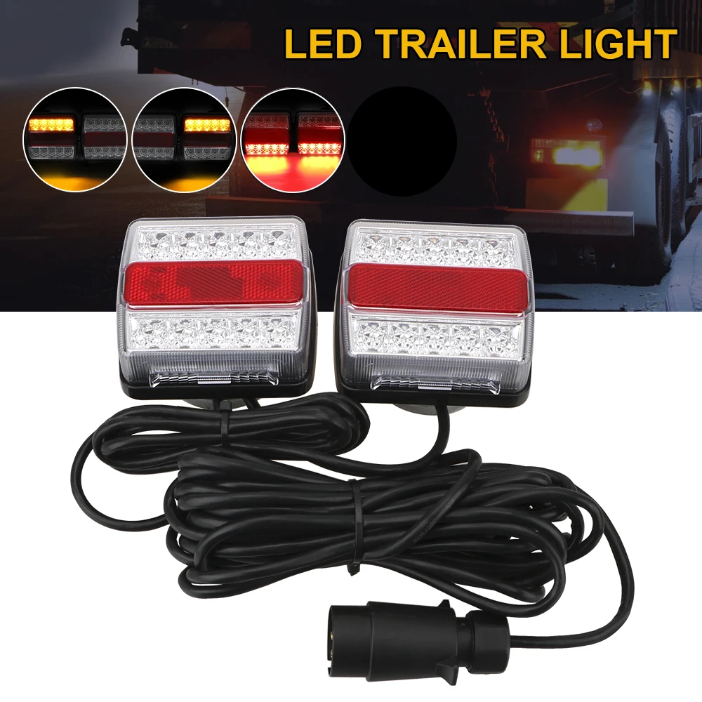 

2Pcs 12V 5 Functions 30 LED Trailer Tail Towing Light Rear Indicator Brake Reflector Number Plate Powerful Magnet Easy Fit