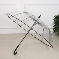 umbrella automatic wind resistant umbrella 16 bone straight rod long handle transparent double thickened transparent rain gear