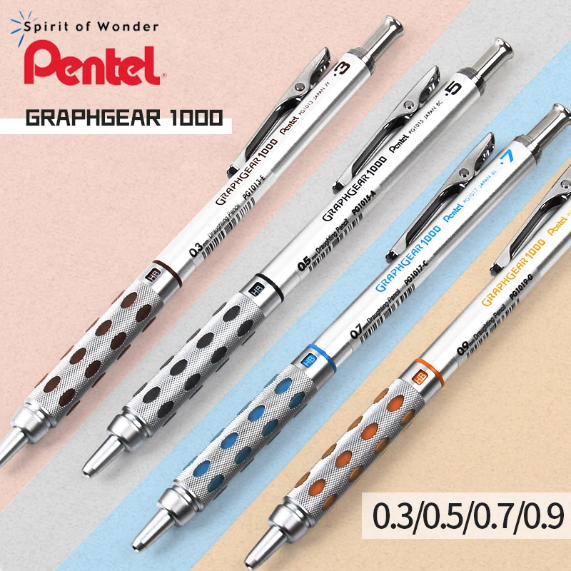 Pg1015 Low Center Of Gravity Retractable Pen Tip 0.5/0.7/0.9mm Metal Rod Sketch Drawing Design Pencils