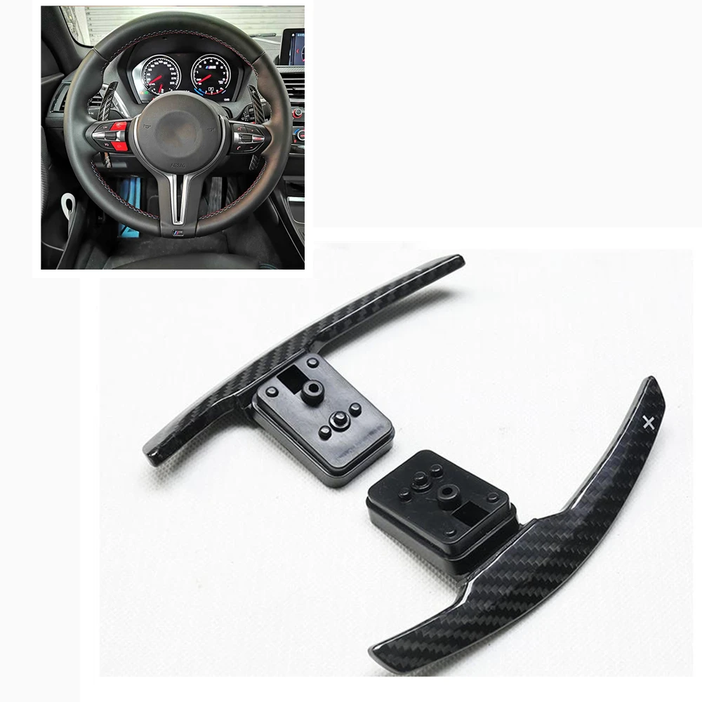 

Car Steering Wheel Paddle Shifter For BMW M3 F80 M4 F82 F10 F12 F15 X5 M Matte/Gloss Black Carbon Fiber Shift Extension Pad Trim